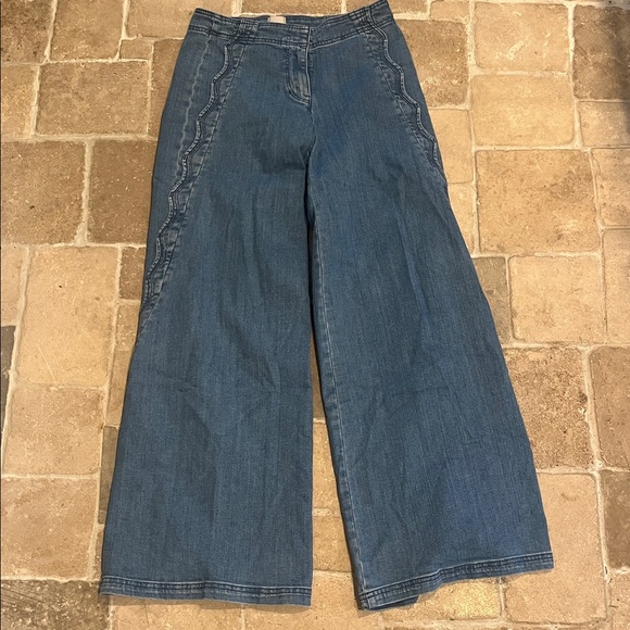 Maeve Anthropologie Wide-Leg Scalloped Edge Women's Jeans - Picture 6 of 9